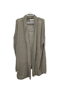 Mango Open Knit Cardigan Linen Blend Olive Large